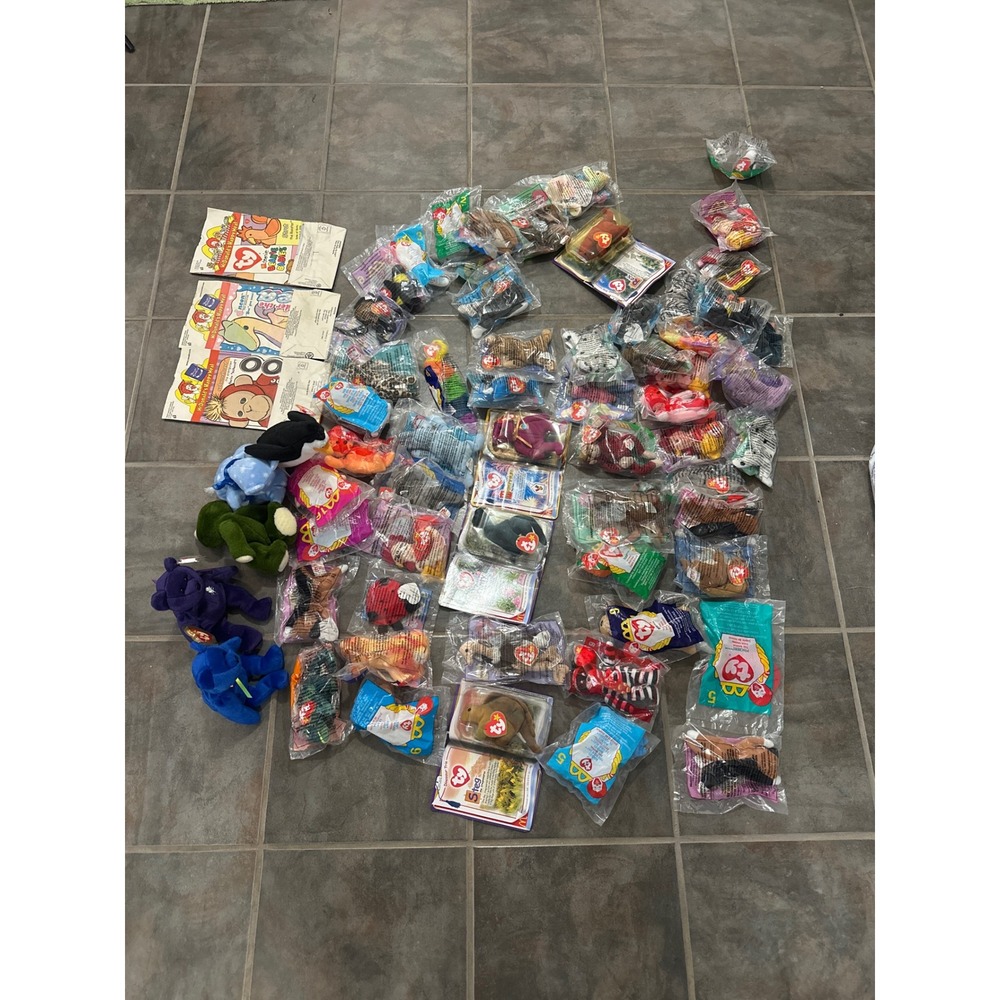 Large Ty Beanie Babies Lot Teenie Beanies McDonalds Vintage 90s Plush Collection